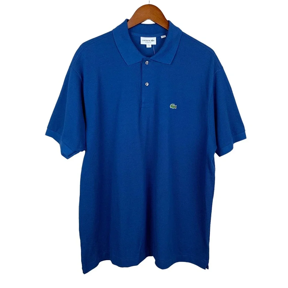 New Lacoste Polo Shirt Blue Short Sleeve Top Logo Classic Fit Men’s 3XL